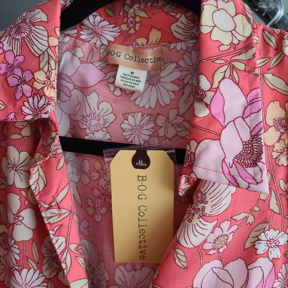 B.O.G Collection Pink Floral Wide Leg Sleeveless Jumpsuit Size M - Picture 15 of 16